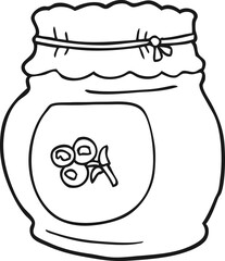 black and white cartoon blueberry jam