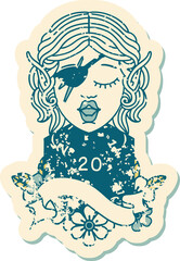 elf rogue character with natural twenty dice roll illustration