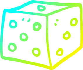 cold gradient line drawing cartoon red dice