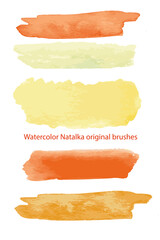 Vector watercolor original brushes strokes, hand drawn, for any design, illustrator, painting, texture