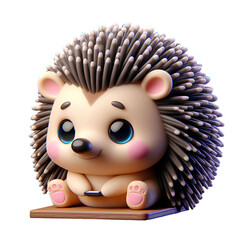 Cute 3D hedgehog isolated on a white background