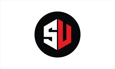 SU initial letter polygon icon gaming logo design vector template. batman logo, sports logo, monogram, falcon, war game, symbol, playing logo, abstract, fighting, typography, icon, minimal, premier 
