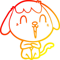 warm gradient line drawing cute cartoon dog