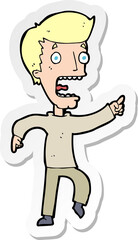 sticker of a cartoon terrified man