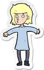 sticker of a cartoon nervous woman