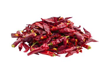 Sun-dried hot pepper. Dried red chili pepper isolated on transparent background