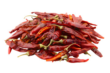 Sun-dried hot pepper. Dried red chili pepper isolated on transparent background