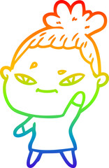 Fototapeta premium rainbow gradient line drawing cartoon woman