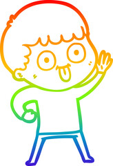 rainbow gradient line drawing cartoon man staring