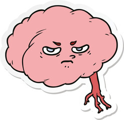 sticker of a cartoon brain