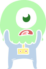 flat color style cartoon cyclops alien spaceman