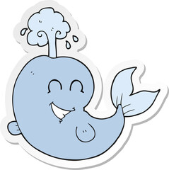 sticker of a cartoon whale spouting water