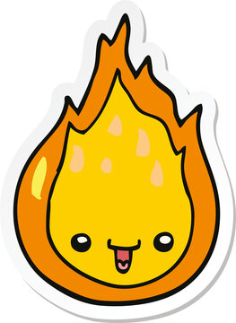 sticker of a cartoon flame