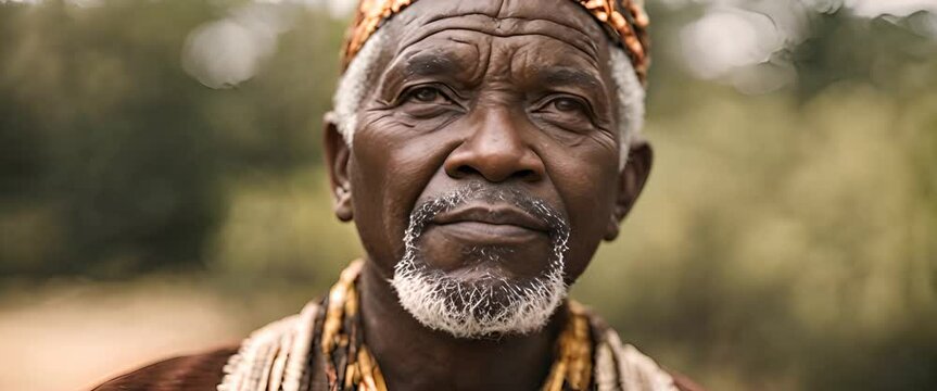 Native African Senior Man Portrait 21:9