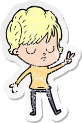 distressed sticker of a cartoon woman