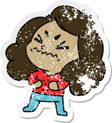 distressed sticker cartoon of cute kawaii girl