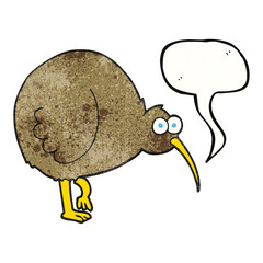 Obraz premium speech bubble textured cartoon kiwi bird