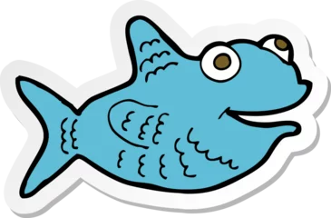 Foto op Canvas sticker of a cartoon happy fish © lineartestpilot