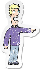 retro distressed sticker of a cartoon terrified man