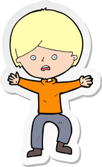 Fototapeta premium sticker of a cartoon boy panicking