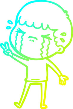 recommend clip art: cold gradient line drawing cartoon man crying
