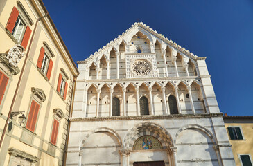 Fototapeta na wymiar Front view of Santa Caterina church in Pisa, Italy. High quality photo