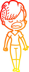 warm gradient line drawing cartoon cool hipster girl talking