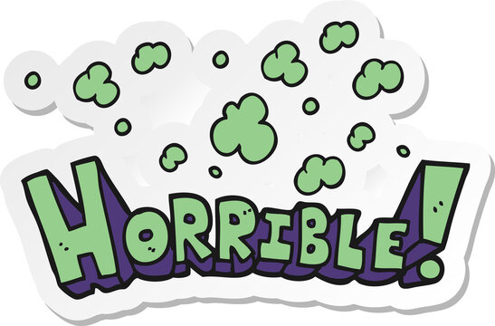 sticker of a cartoon word horrible