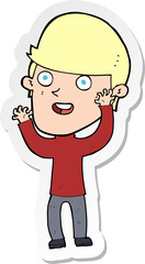 sticker of a cartoon happy man