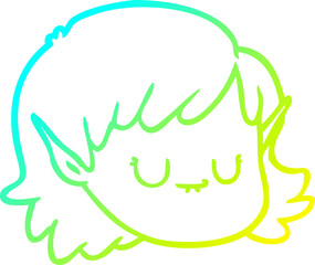 Obraz premium cold gradient line drawing cartoon elf girl