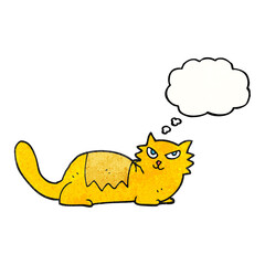 thought bubble textured cartoon cat