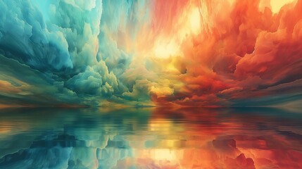 Pixelated bursts of color expanding into a serene 3D abstract panorama, offering a tranquil visual experience.