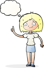 cartoon woman with idea with thought bubble