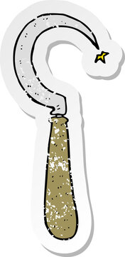 recommend clip art: retro distressed sticker of a cartoon sickle