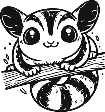 recommend clip art: flying squirrel, sugar glider, cute animal doodle cartoon, children mascot drawing, outline,

