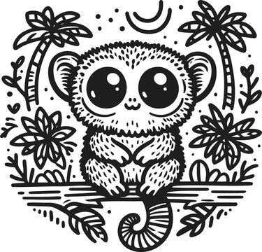 cute tarsier sitting on branch clip art preview