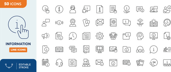 Information Line Editable Icons set. Editable stroke. Vector illustration	