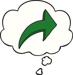 cartoon pointing arrow and thought bubble