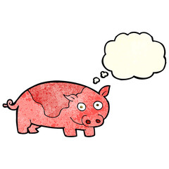 cartoon pig with thought bubble