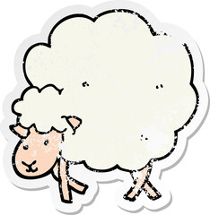 distressed sticker of a cartoon sheep