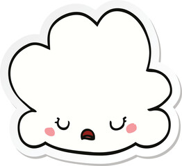 sticker of a cute cartoon cloud