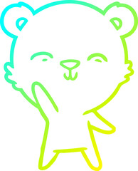 cold gradient line drawing happy cartoon bear
