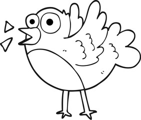 black and white cartoon bird