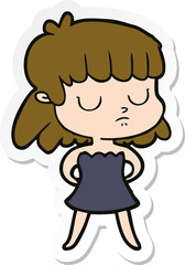 sticker of a cartoon indifferent woman