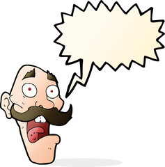 cartoon frightened old man with speech bubble