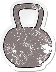 retro distressed sticker of a cartoon kettle bell weight