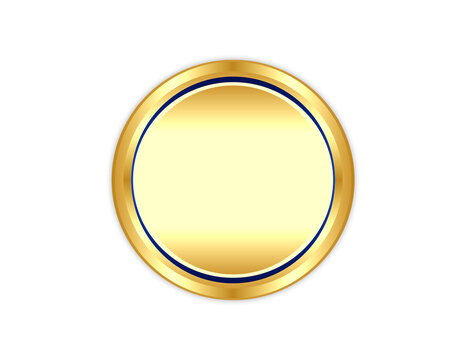 Shiny Blue & Gold Medallion Medal Award Transparent Background