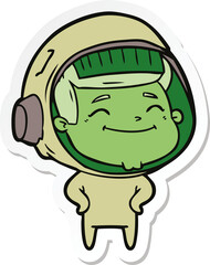 sticker of a happy cartoon astronaut
