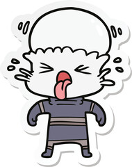 sticker of a weird cartoon alien