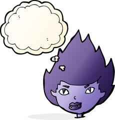 cartoon vampire head with thought bubble